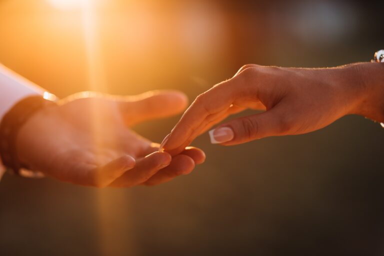 newlyweds hands affectionate touch each other min